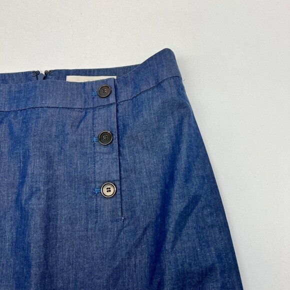 Loft Womens A-Line Above Knee Skirt Blue Size 4 Button Accents - Picture 3 of 9